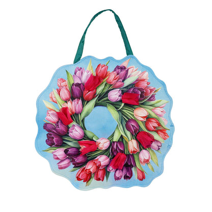 Spring Pink & Patriotic Tulips 2-Sided Door Hanger