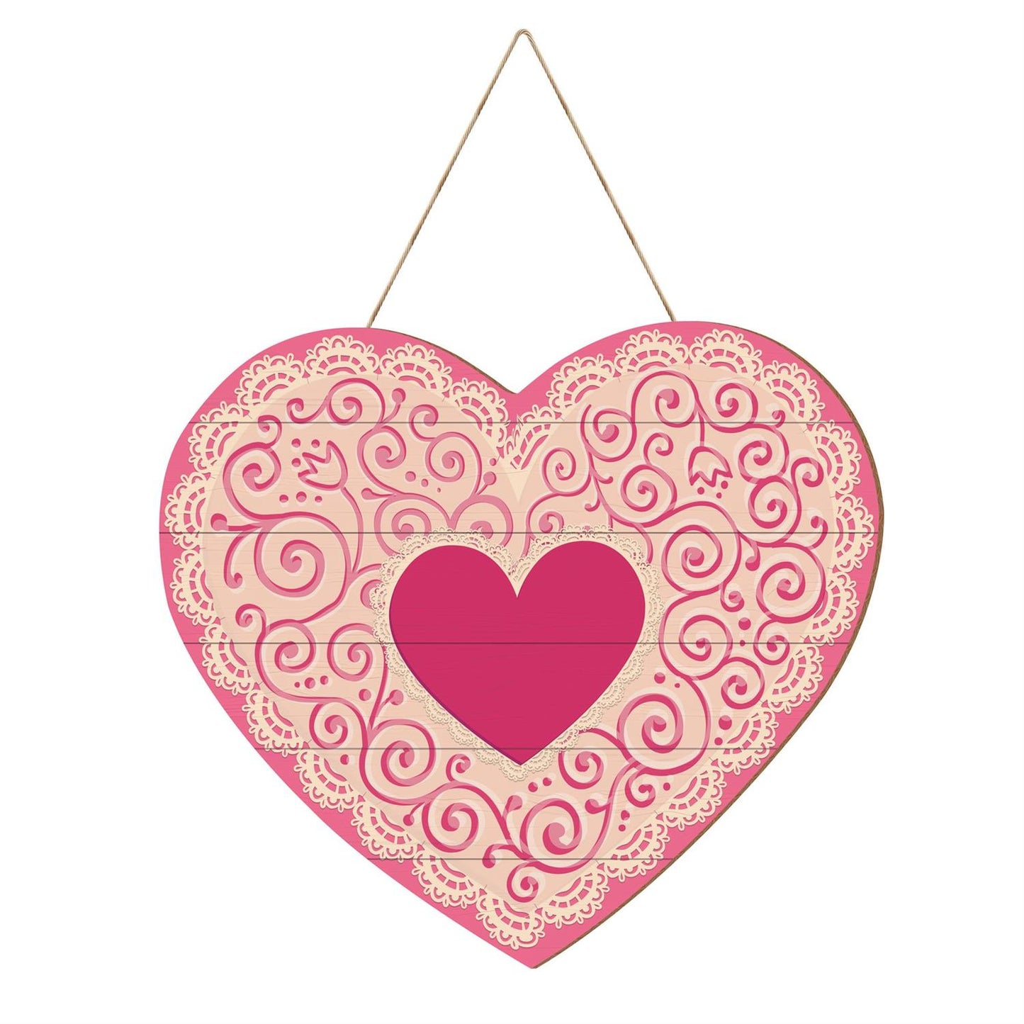 Laced Heart Be Mine Wooden Door Hanger