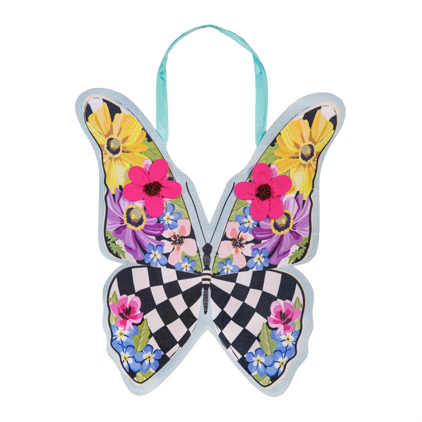 Courtly Check Butterfly Sunshine Door Hanger; Burlap