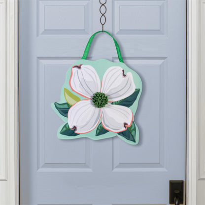 Vibrant Pansies & Dogwood Blossom Double Sided Door Hanger; Burlap
