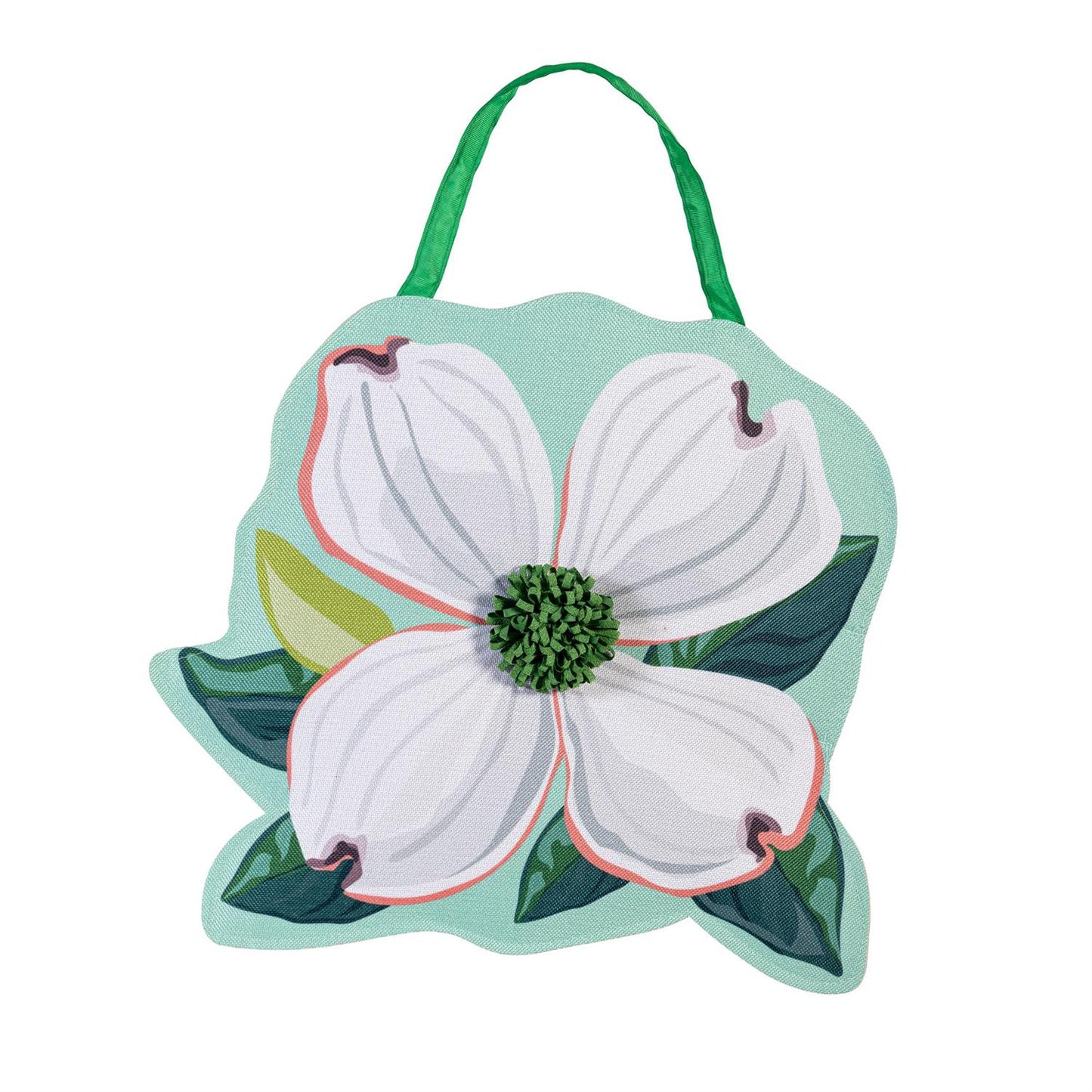 Vibrant Pansies & Dogwood Blossom Double Sided Door Hanger; Burlap