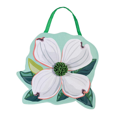 Vibrant Pansies & Dogwood Blossom Double Sided Door Hanger; Burlap