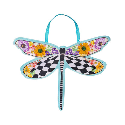 Courtney Check Dragonfly Door Hanger; Burlap