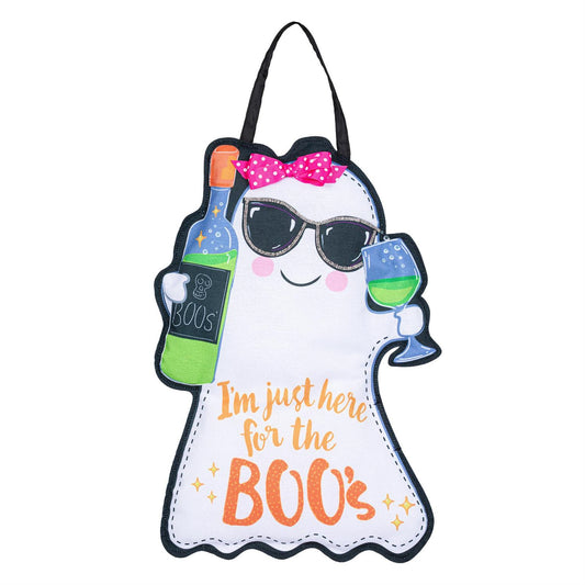 Here For The Boos Door Hanger; Burlap
