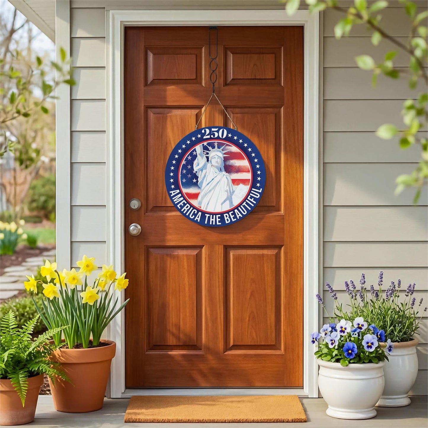 America the Beautiful 250 Wooden Door Hanger