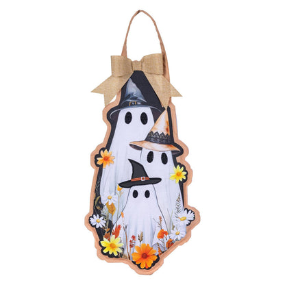Halloween Ghost Family Door Hanger; Burlap