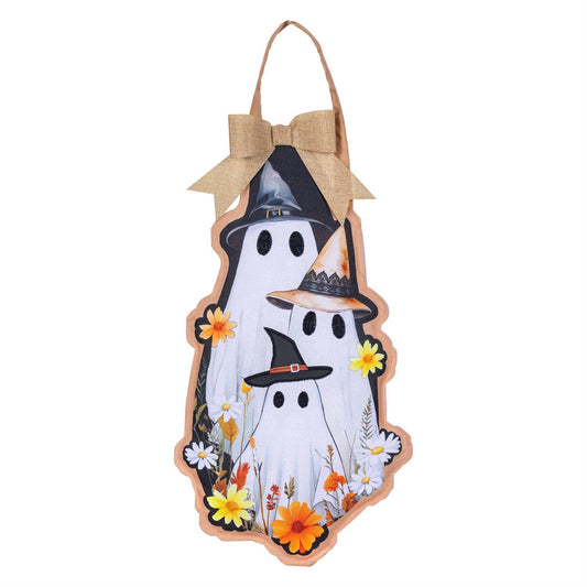 Halloween Ghost Family Door Hanger; Burlap