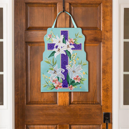Easter Cross & Patriotic Cross Double Sided Door Hanger; Burlap