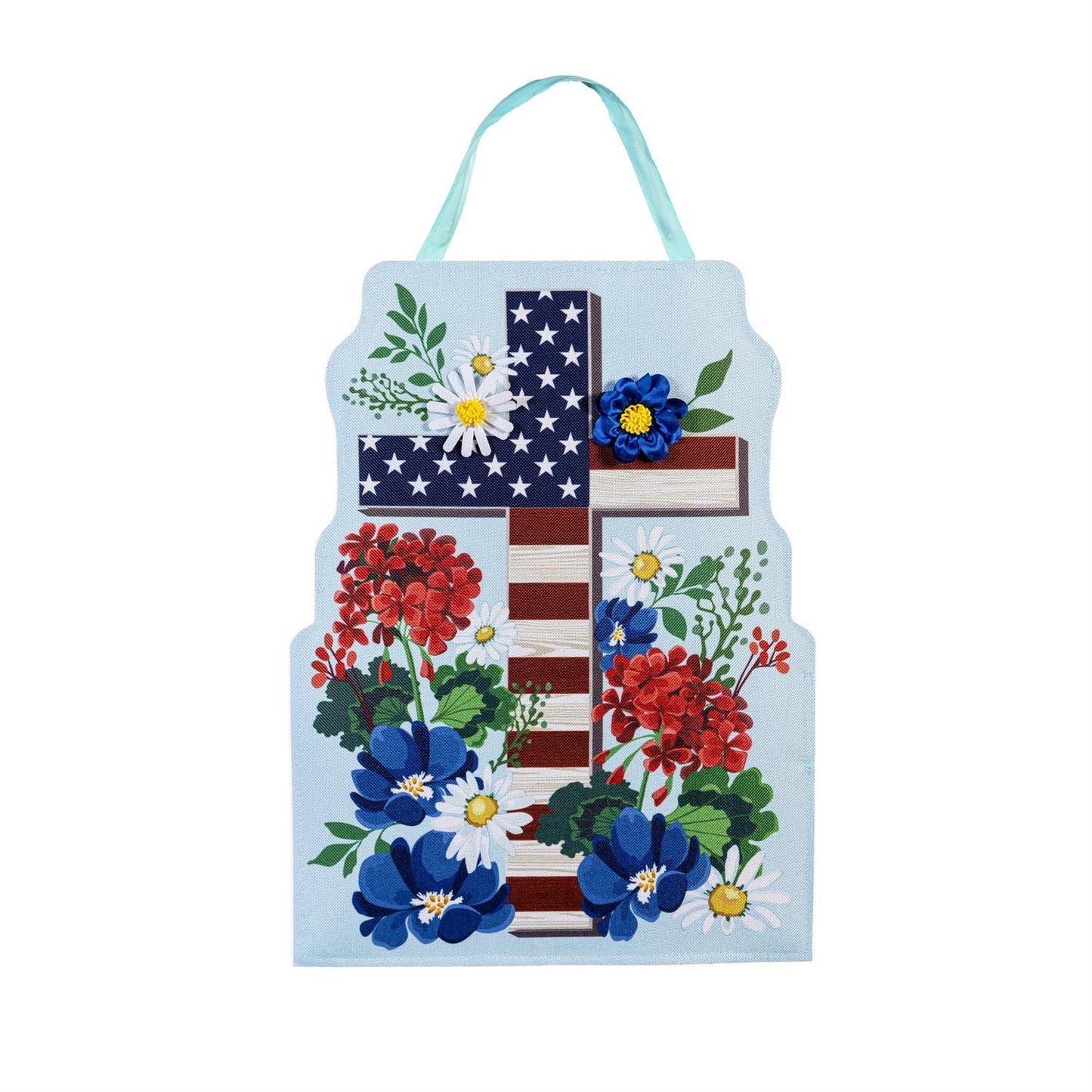Easter Cross & Patriotic Cross Double Sided Door Hanger; Burlap