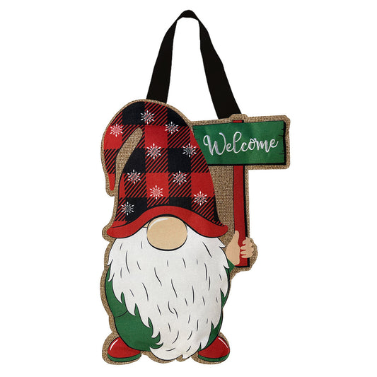 Winter Gnome Door Hanger; Burlap-Polyester 20"Lx13"W