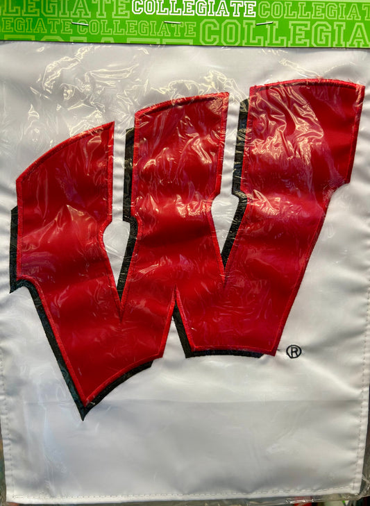 University of Wisconsin Badgers Double Sided Applique Garden Flag; Polyester