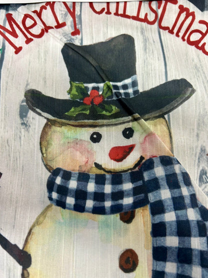 Country Plaid Snowman Printed Textured Striation Garden Flag - IMPERFECT