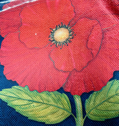 Welcome Poppy Printed Textured Suede Garden Flag; Polyester 12.5"x18" - Imperfect