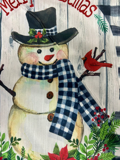Country Plaid Snowman Printed Textured Striation Garden Flag - IMPERFECT
