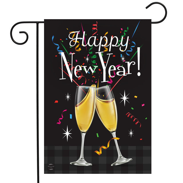 Happy New Year Printed Garden Flag; Polyester 12.5"x18"