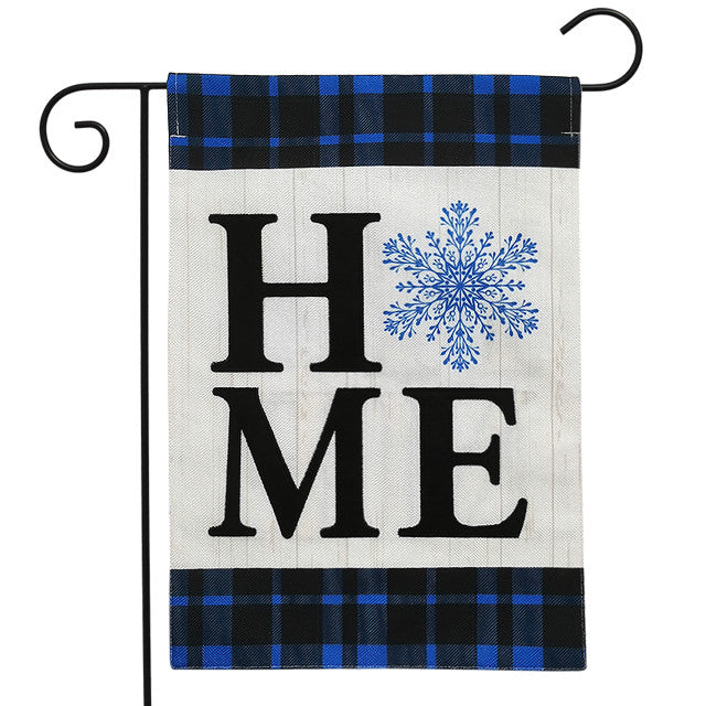 Snowflake Home Printed Garden Flag; Burlap-Polyester 12.5"x18"