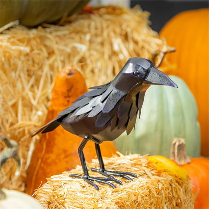 Metal Crow Statuary Table Decoration - 11.81"W x 8.66"H x 4.53"D