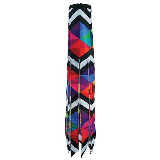 Geometric Black & White Windsock; Polyester 6"x40"L