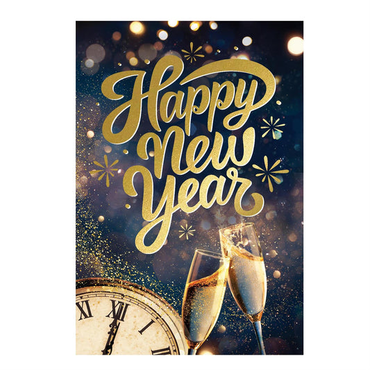Happy New Year Celebration Lustre Garden Flag; Polyester 12.5"x18"