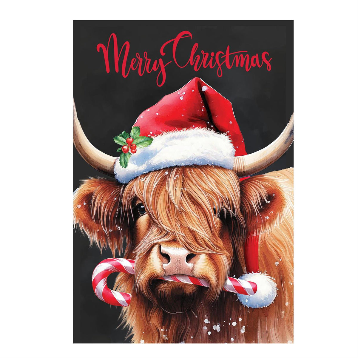 Holly Homestead Highland Cow Lustre Garden Flag; Polyester 12.5"x18"