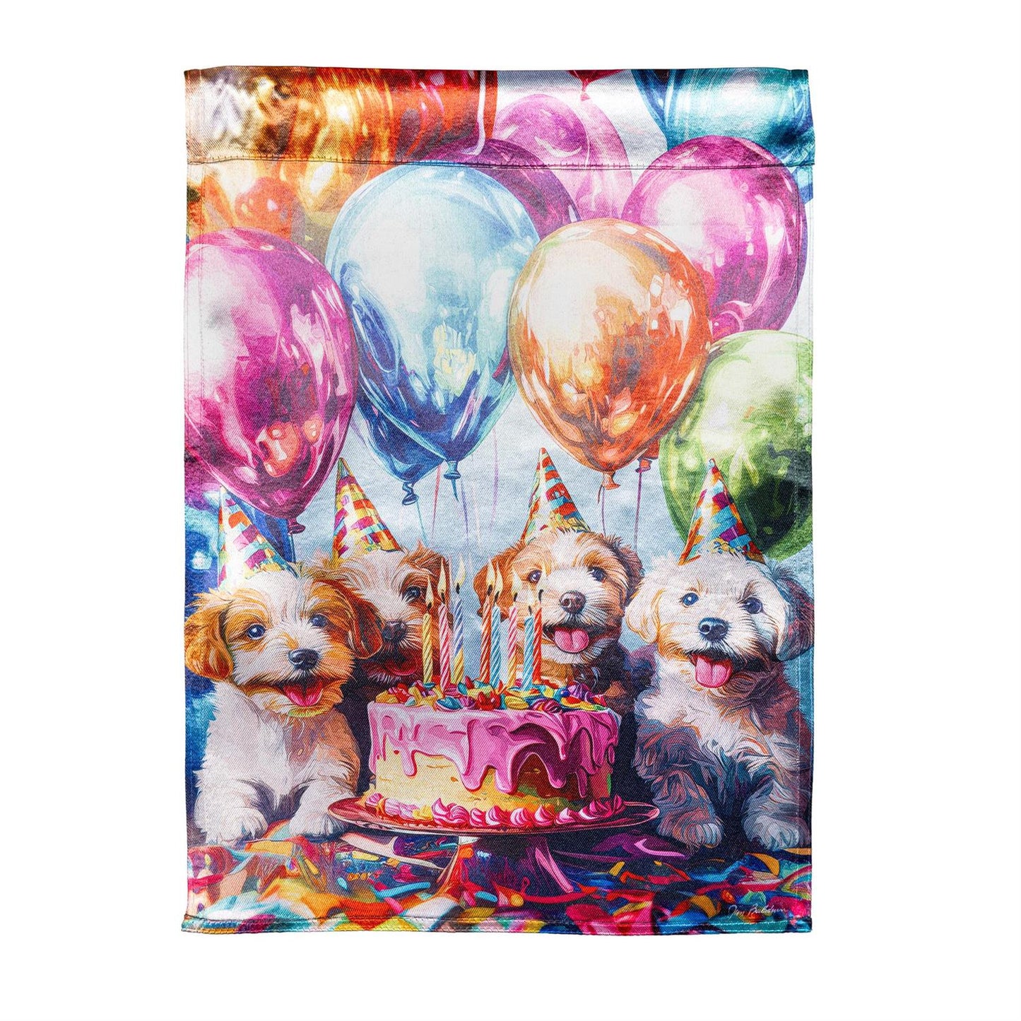 Pet Central Happy Birthday Dogs Lustre Garden Flag; Polyester 12.5"x18"