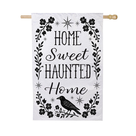 Home Sweet Haunted Home House Flag Moire Polyester 28"x44"