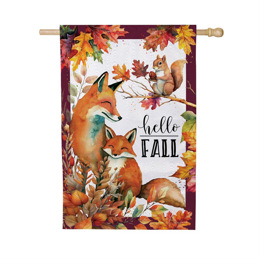 Fox Family House Flag Moire Polyester 28"x44"