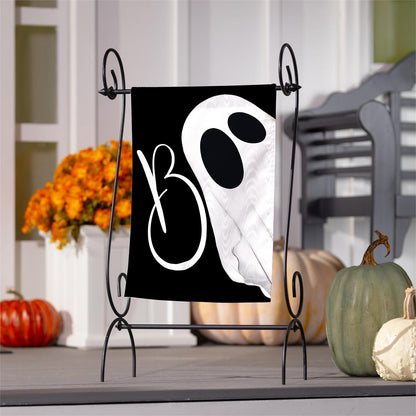 Boo Ghost Moire Garden Flag; Polyester 12.5"x18"