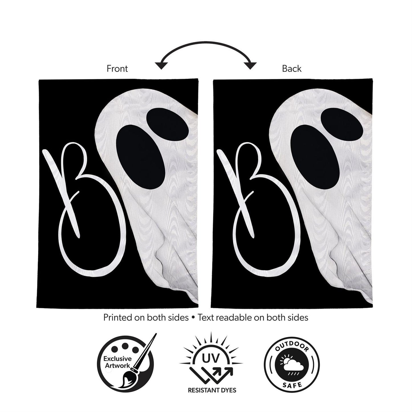 Boo Ghost Moire Garden Flag; Polyester 12.5"x18"