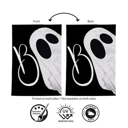 Boo Ghost Moire Garden Flag; Polyester 12.5"x18"