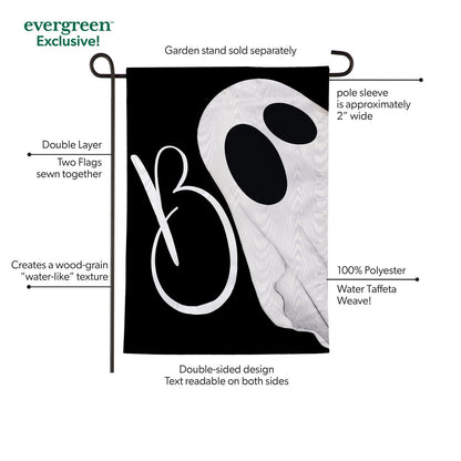 Boo Ghost Moire Garden Flag; Polyester 12.5"x18"