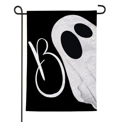 Boo Ghost Moire Garden Flag; Polyester 12.5"x18"
