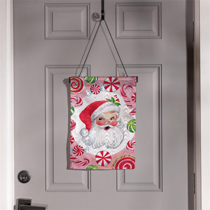Jolly Sweet Santa Moire Garden Flag; Polyester 12.5"x18"