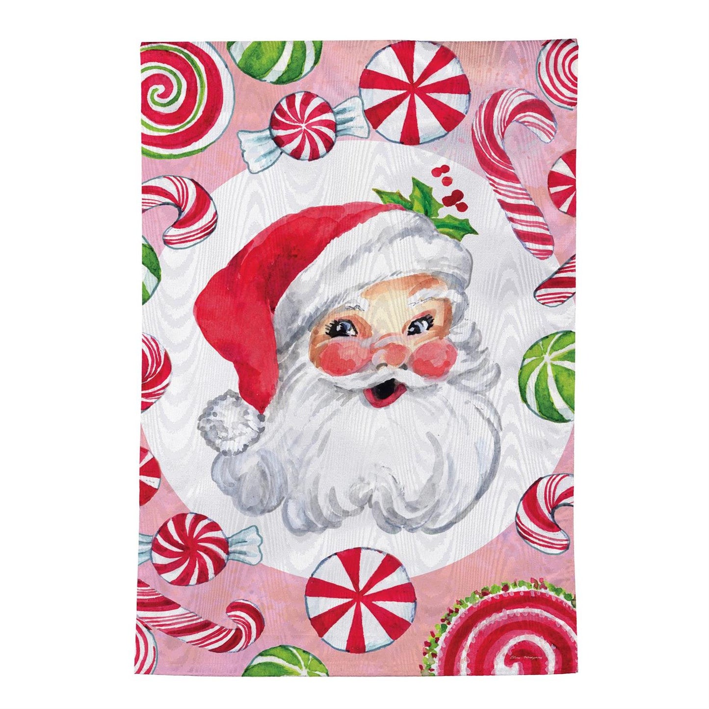 Jolly Sweet Santa Moire Garden Flag; Polyester 12.5"x18"