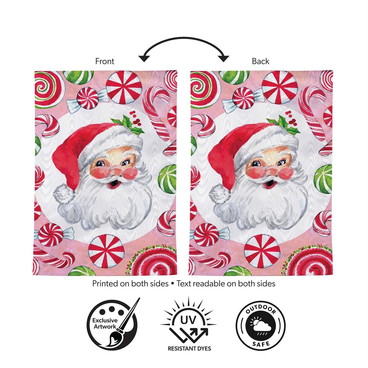 Jolly Sweet Santa Moire Garden Flag; Polyester 12.5"x18"