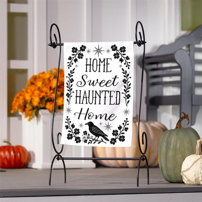 Home Sweet Haunted Home Moire Garden Flag; Polyester 12.5"x18"