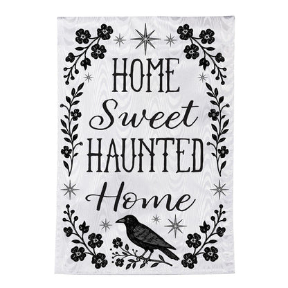 Home Sweet Haunted Home Moire Garden Flag; Polyester 12.5"x18"