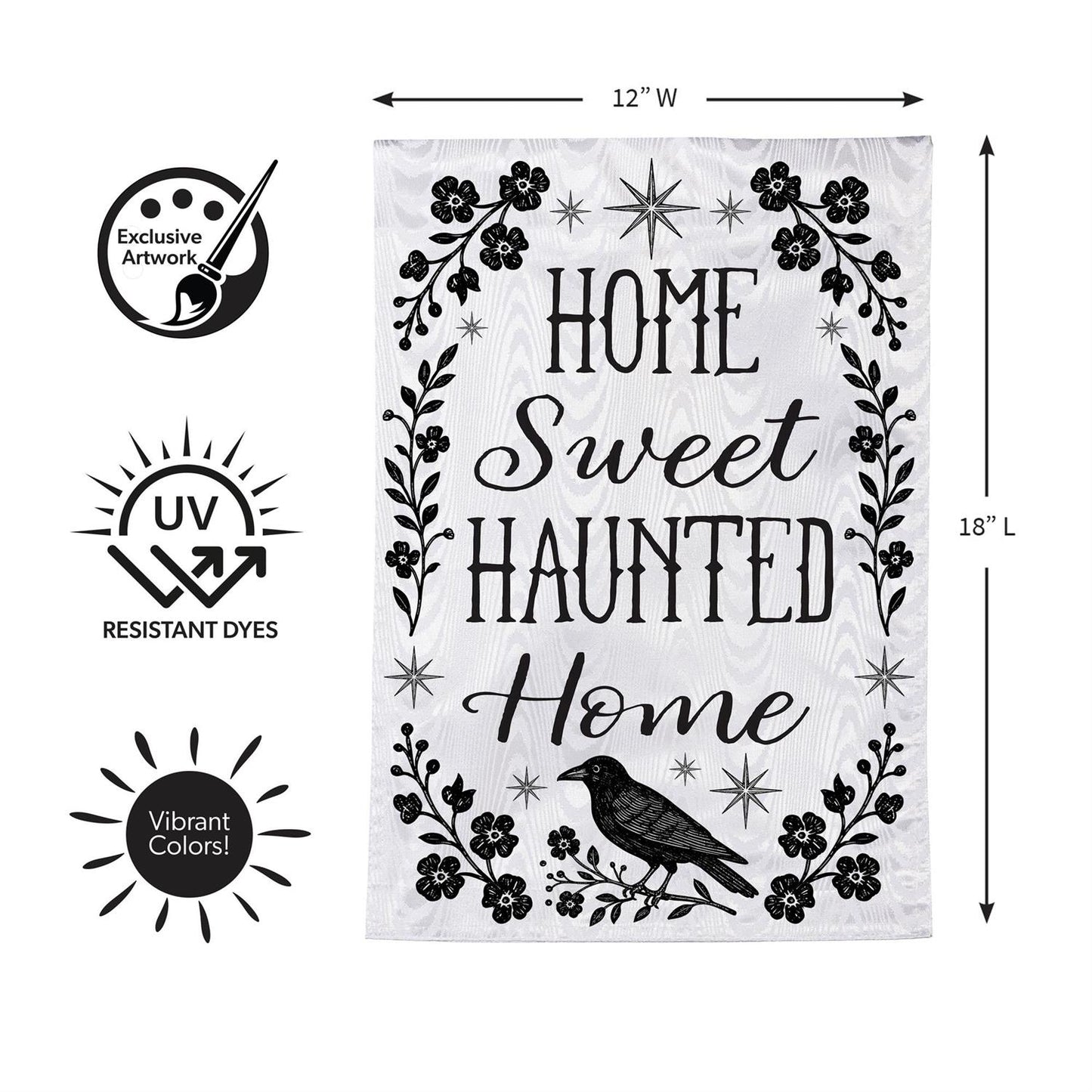 Home Sweet Haunted Home Moire Garden Flag; Polyester 12.5"x18"