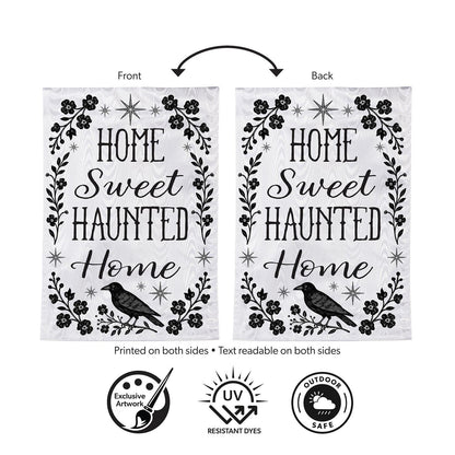 Home Sweet Haunted Home Moire Garden Flag; Polyester 12.5"x18"