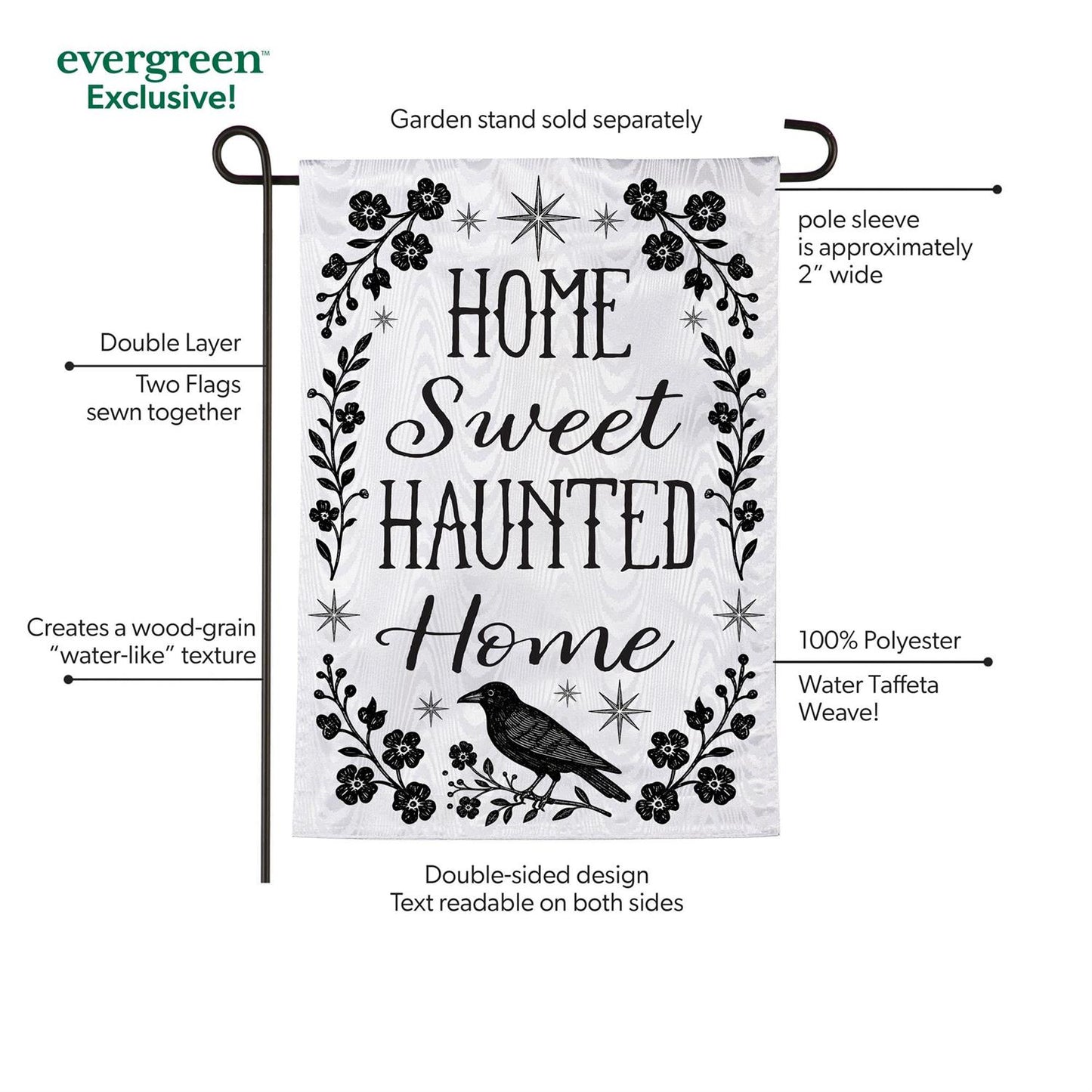 Home Sweet Haunted Home Moire Garden Flag; Polyester 12.5"x18"