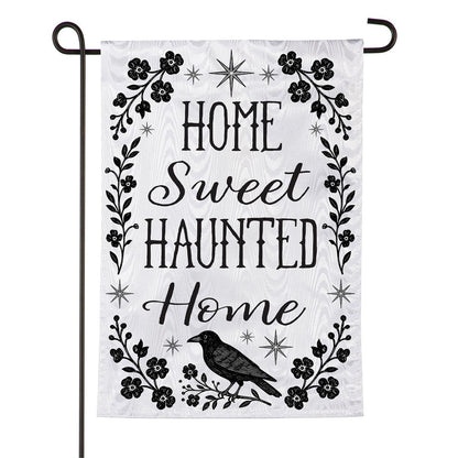 Home Sweet Haunted Home Moire Garden Flag; Polyester 12.5"x18"