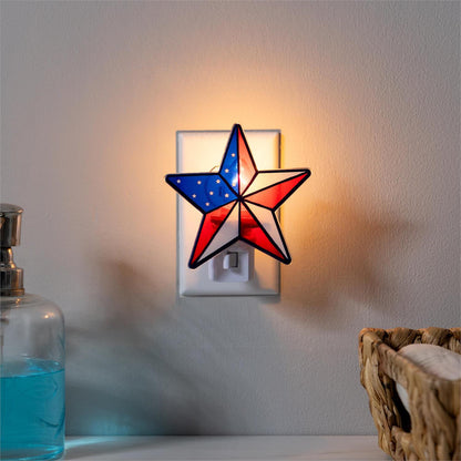 Patriotic Star Shaped Classic Glass Nightlight - 3"W x 4"L x 4.5"H