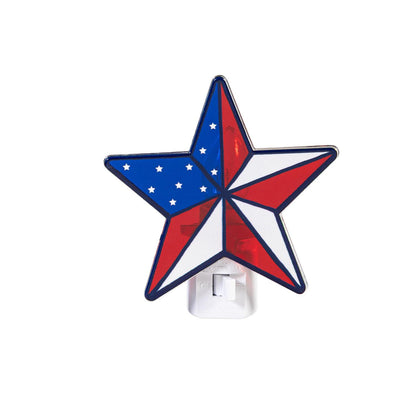 Patriotic Star Shaped Classic Glass Nightlight - 3"W x 4"L x 4.5"H