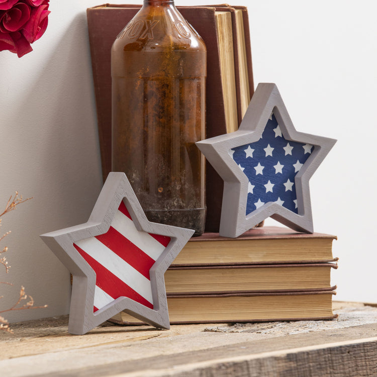 Patriotic Stars & Stripes Wood Table Decor