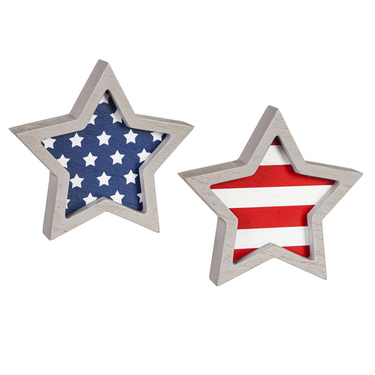 Patriotic Stars & Stripes Wood Table Decor