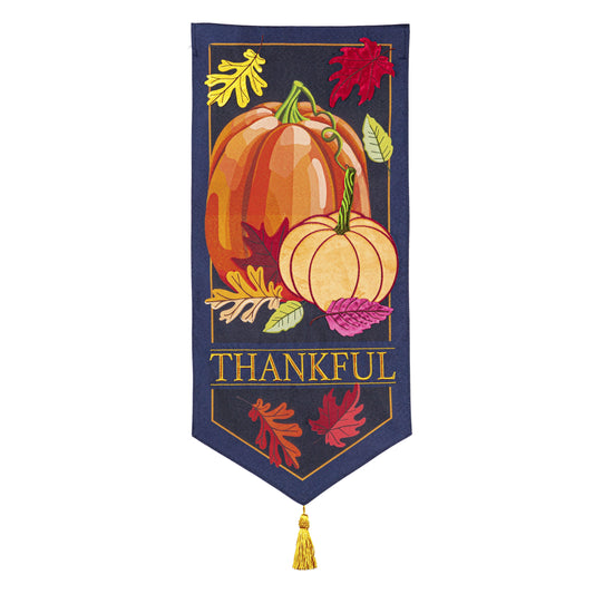 Autumn Pumpkins Everlasting Impressions Garden Flag; Polyester-Linen Blend 12.5"x28"