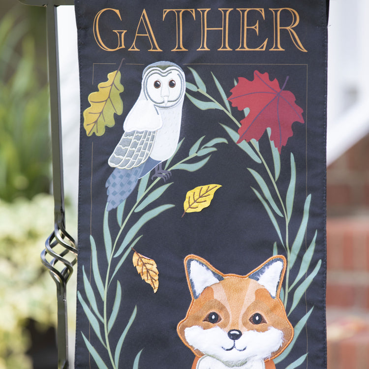 Fox & Friends Gather Everlasting Impressions Garden Flag; Polyester-Linen Blend 12.5"x28"