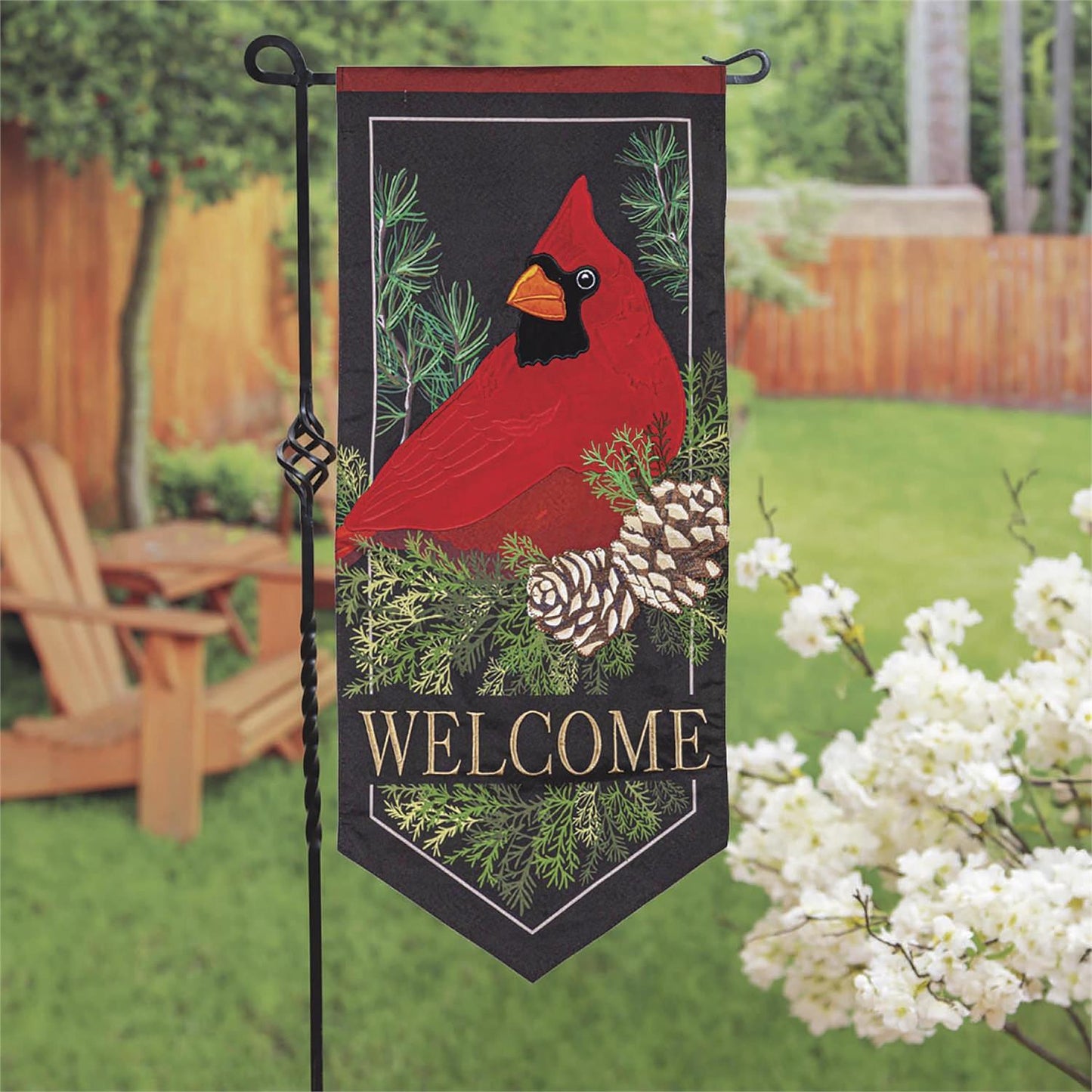 Cardinal & Evergreen Everlasting Impressions Garden Flag