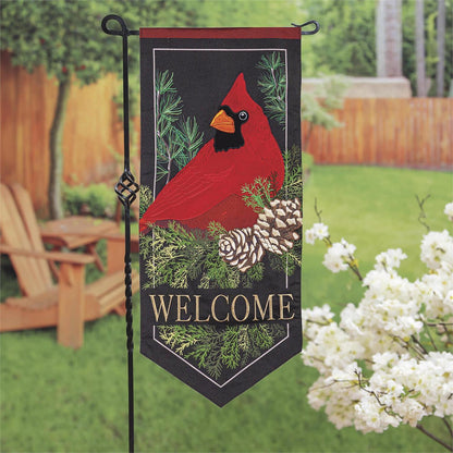 Cardinal & Evergreen Everlasting Impressions Garden Flag