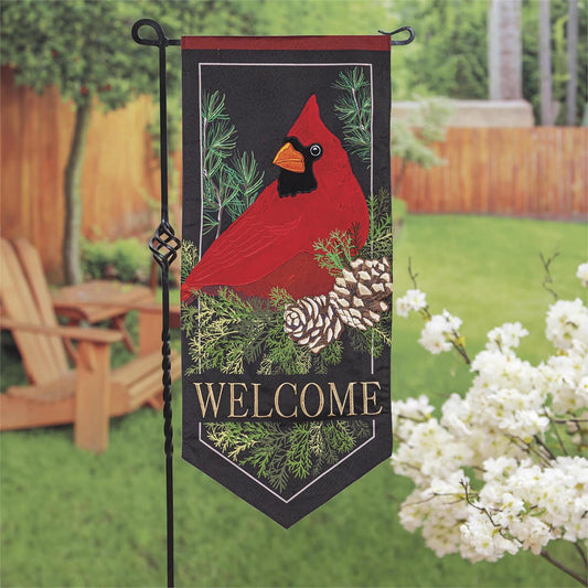 Cardinal & Evergreen Everlasting Impressions Garden Flag